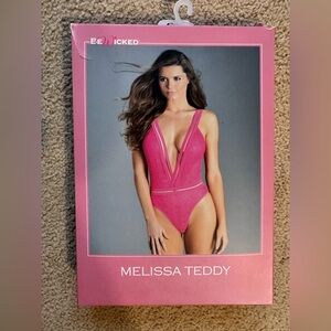 Melissa Pink Lace Teddy Be Wicked BW1700F 1 piece lined lace brief cut teddy